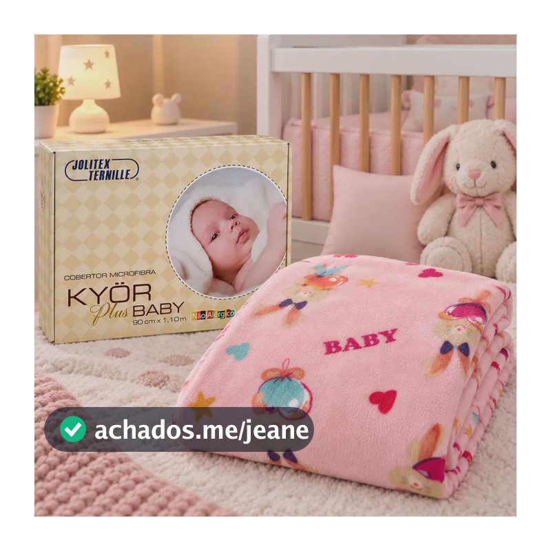 Cobertor Bebê Antialérgico Jolitex Kyor Plus Baby Infantil Coelho Rosa