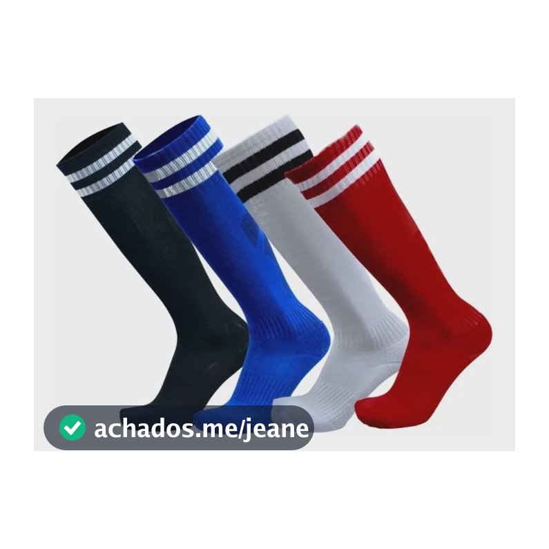 Kit Com 3  Pares De Meião Infantil De Futebol Cano Alto Colorido 33-36