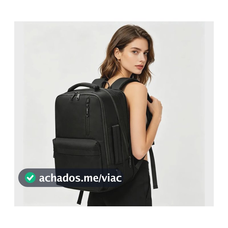 Mochila para Notebook Feminina Expansível de 25L a 40L, com USB e Impermeável
