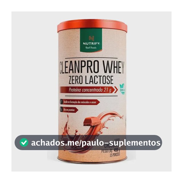 Proteína Clean Pro Whey Zero Lactose Nutrify Chocolate 450g