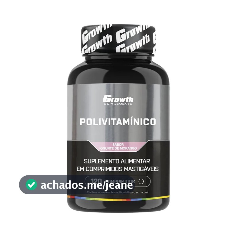Polivitaminico Mastigável 120un. Growth Supplements - Sabor Morango