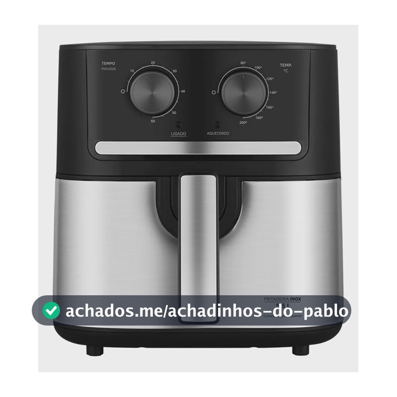 Fritadeira Air Fryer 5,5l Cyclone Preto E Inox Midea