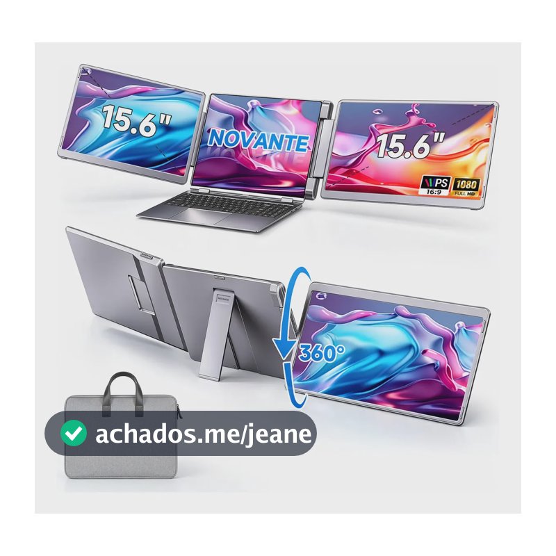 Monitor Portátil NOVANTE de Tela Tripla Full HD IPS de 15.6" para Laptop