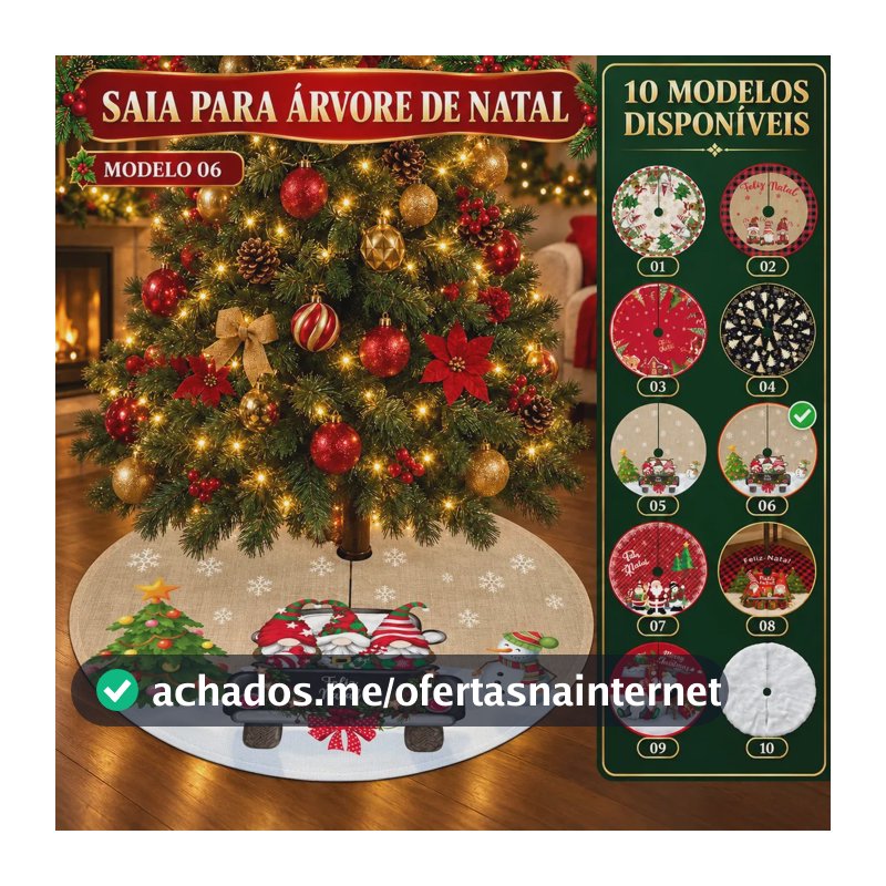 Saia Tapete Base Árvore De Natal Decoração Papai Noel Enfeite Natalino Luxo Modelo 6 Luvinco