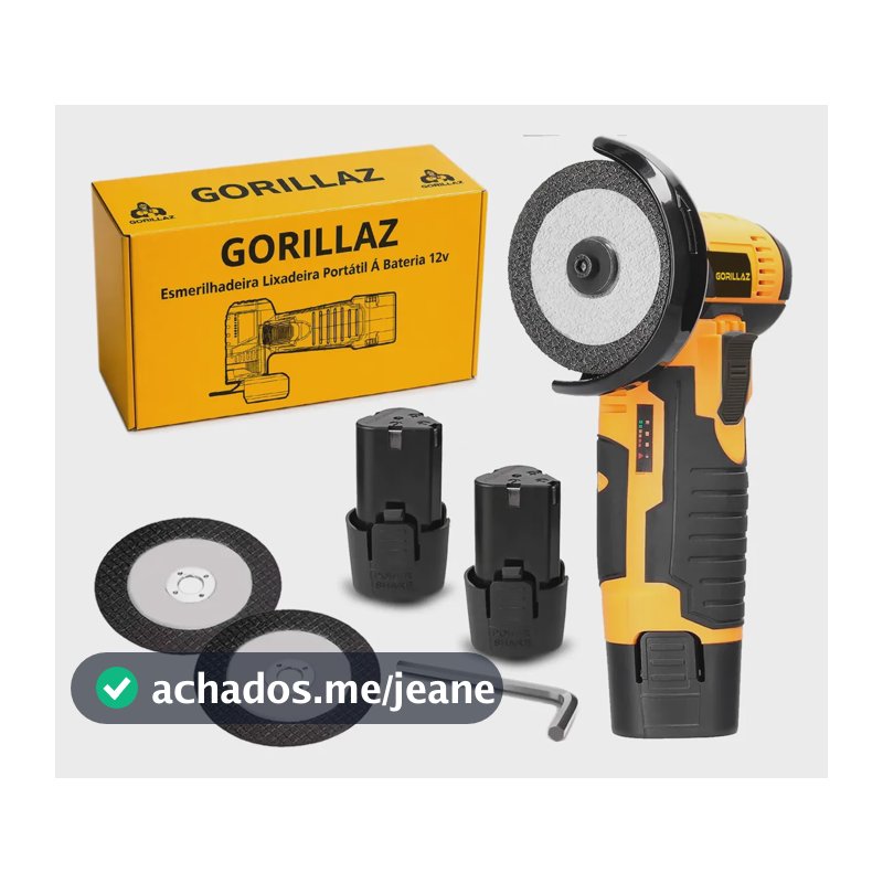 Mini Esmerilhadeira Lixadeira Angular 12v 660w 2 Baterias Amarelo 110v/220v 50/60hz