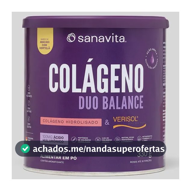 Colágeno Sanavita DuoBalance em pó sabor Abacaxi com hortelã x 330g