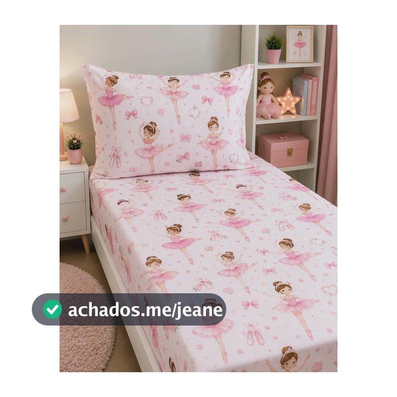 Jogo De Cama Solteiro 2 Peças 1 Lençol Com Elástico 1 Fronha Bailarina