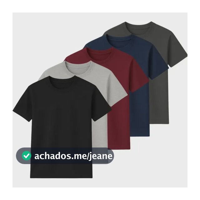 Camiseta Basica  Masculina Algodão Gola Redonda Kit Com 5