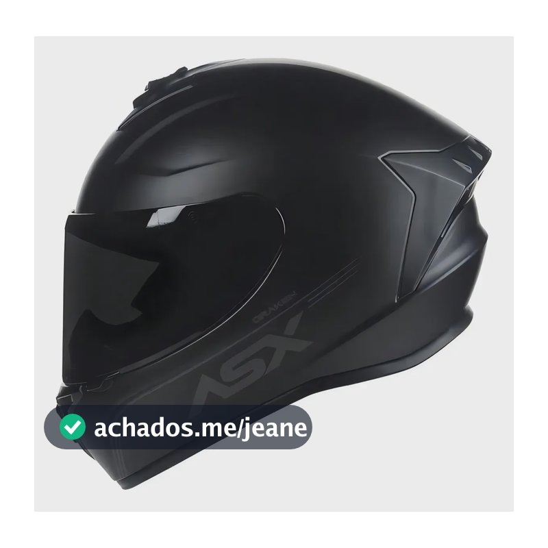 Capacete Asx Draken Solid Preto Fosco M 58 Sólido + Viseira Fumê