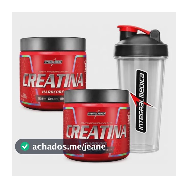 Kit 2 Creatina Integralmedica 300g + Coqueteleira 600ml Neutro