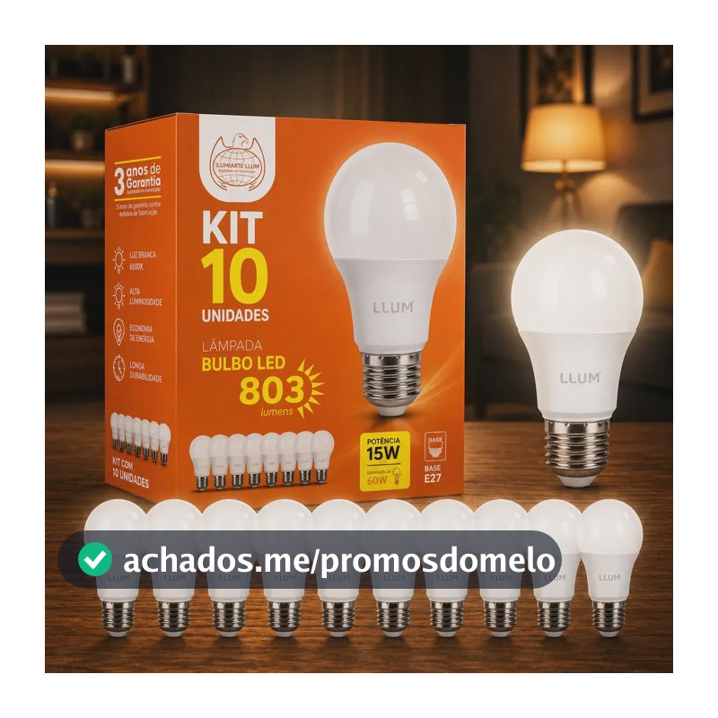 Kit Com 10 Lâmpadas Led Branco Frio 15w E27 6500k Dura+ Llum 127/220v Branco-frio
