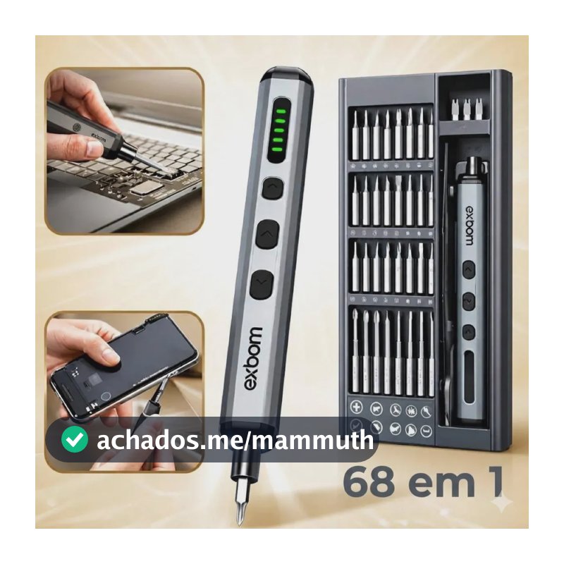 Parafusadeira Eletrica Chave Precisao Mini Celular Kit 68em1 Cinza 3.7v