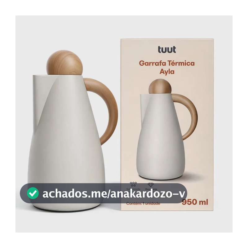 Garrafa Térmica De Café E Chá Ayla Branca Luxo 950ML Click - Tuut + Book