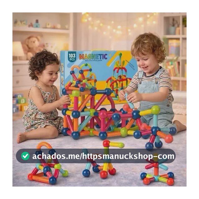 Blocos de Montar Magnéticos Bastões Montessori 103 Peças Brinquedo Infantil de Construção Com Peças E Formas Criativas Stem, Educativo