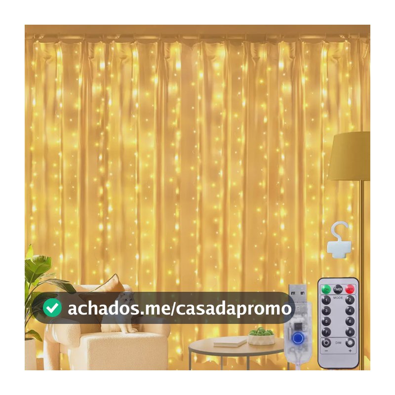 33m Cortina De Luz 300 Pisca Pisca Led Decoração De Natal Amarelo 110v/220v
