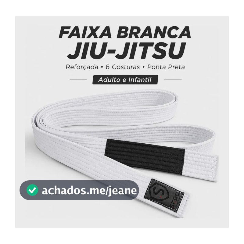 Faixa Branca Jiu Jitsu Estruturada C Ponta Infantil E Adulto Branco M1
