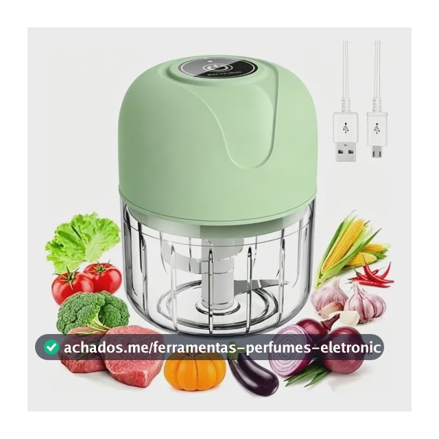 Picador Elétrico Usb 250ml Processador Para Alho Carne Verde 3.7v