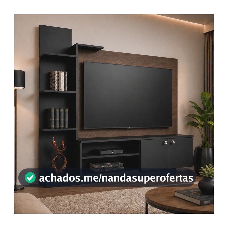 Rack Estante Com Painel Para Tv Até 65 Polegadas Preto/castanho
