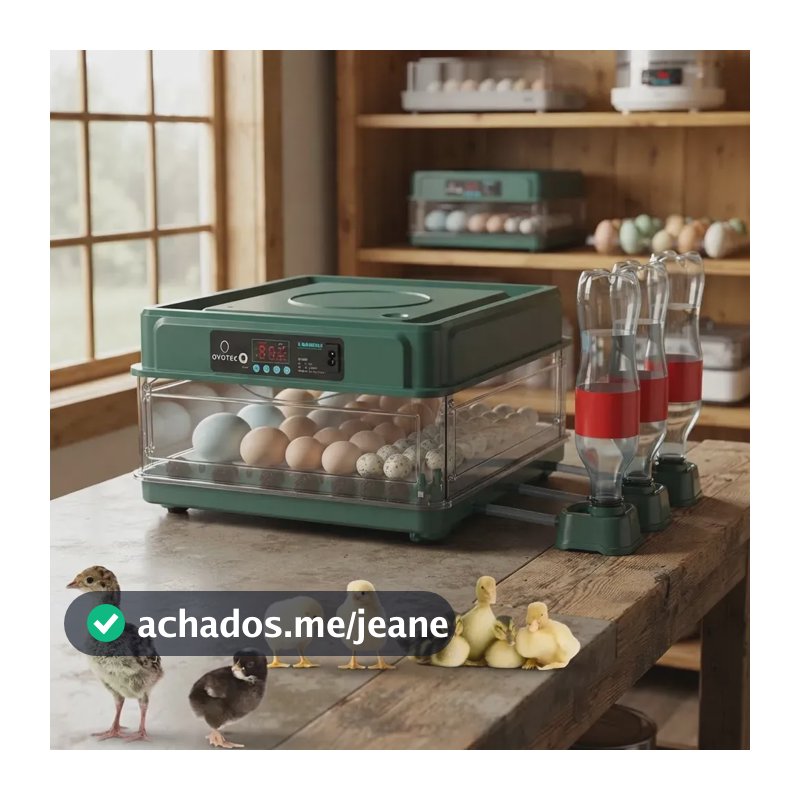 Chocadeira Automática Até 48 Ovos com Ovoscópio OvoTec R-48 Viragem Automática Abastecimento de Água Automático