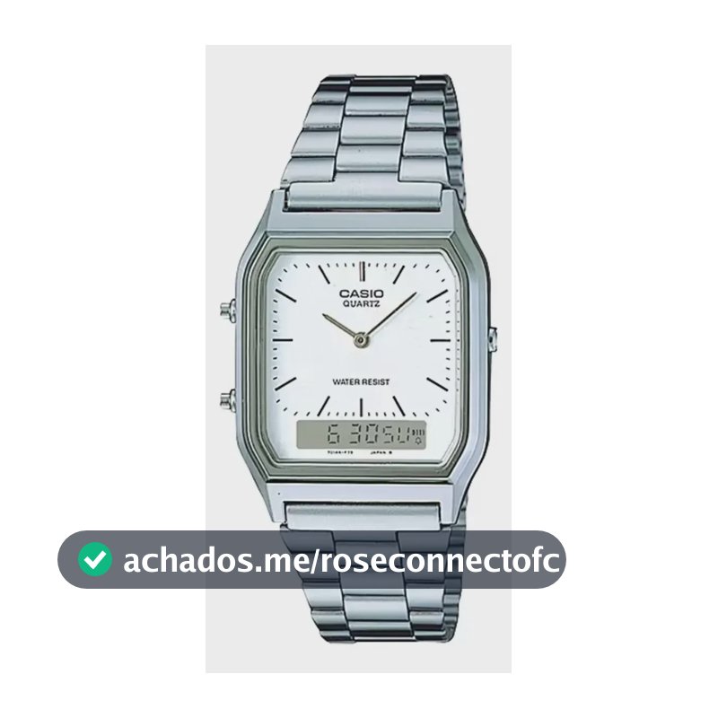 Relógio Casio Masculino Retangular Aq-230a-7dmq Prata Branco