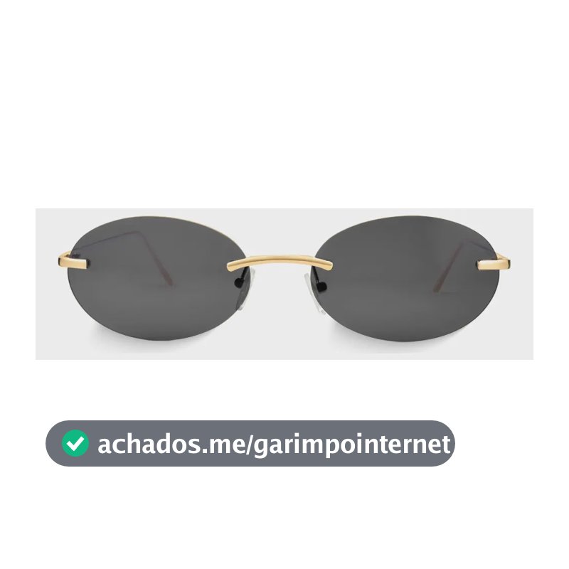 Óculos De Sol Oval Nina Lente Preta Uv400 Unissex Preto Dourado