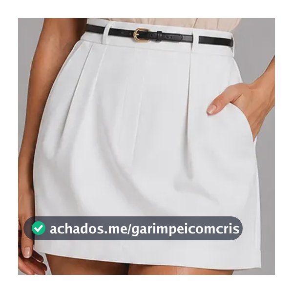 Short Saia Alfaiataria Feminino Cinto Couro Social Bolso Top