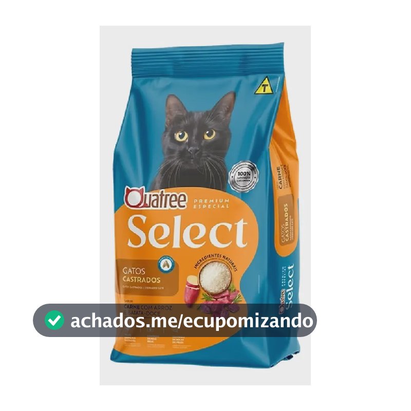 Raçao Quatree Select Gatos Castrados Carne 10,1kg