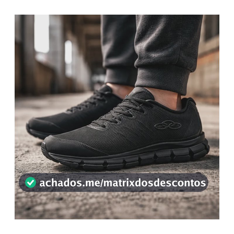 Tênis Olympikus Dynamic Casual Esportivo Corrida Masculino Preto Liso 40 Br