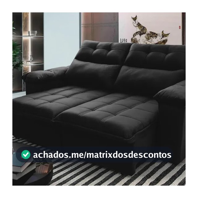 Sofá Retrátil Reclinável Verona 1,80m Preto Molas No Assento - King House