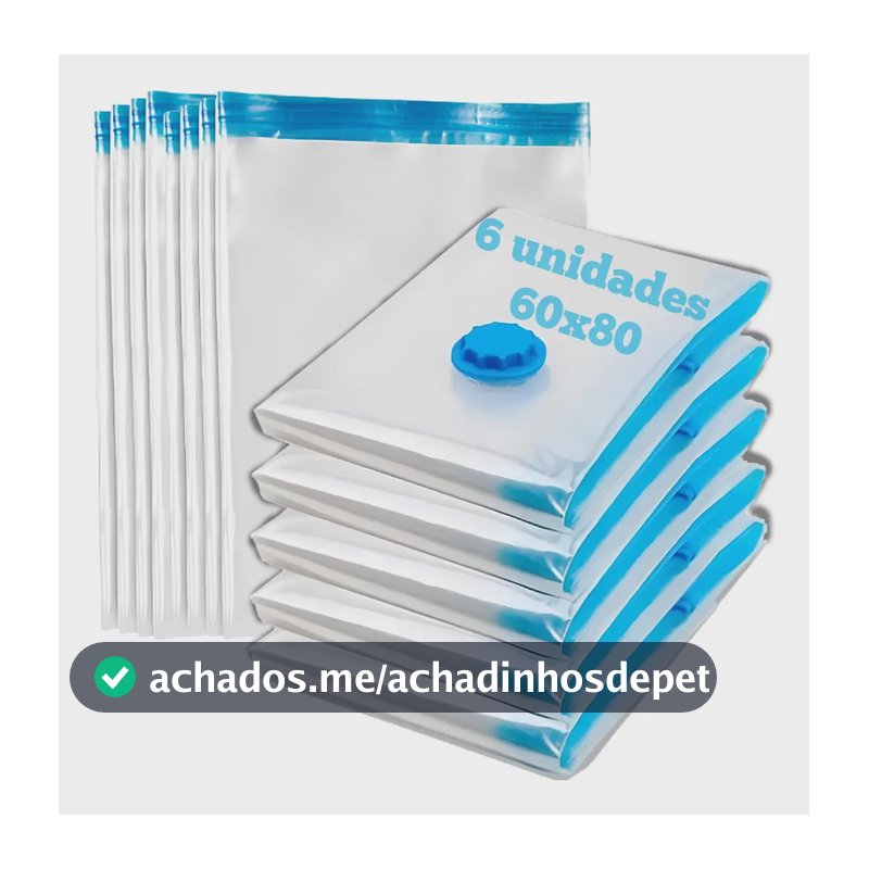 Kit 6 Saco A Vacuo 60x80cm Organizador Roupas Cobertor