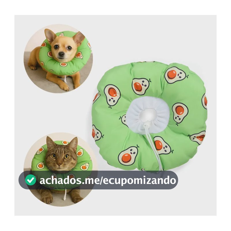 Colar Cone De Recuperação Macio Para Cães E Gatos Ajustável Abacate P