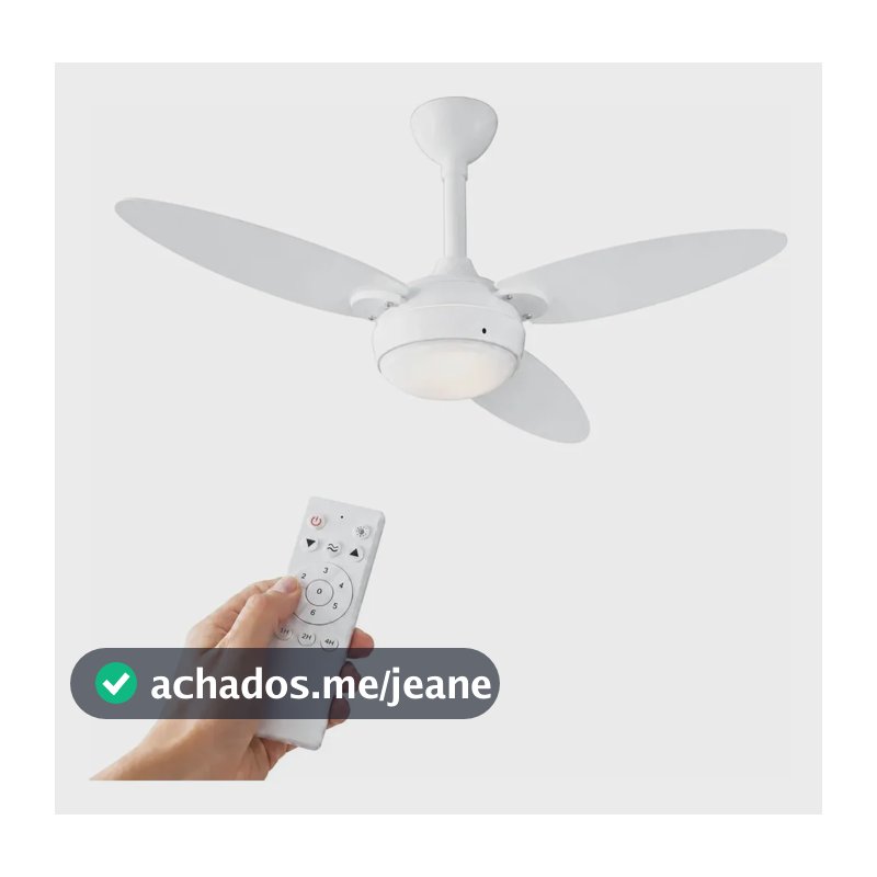 Ventilador De Teto Inverter Elluz 3 Pás Branco E Cinza Com Controle Remoto Ventisol