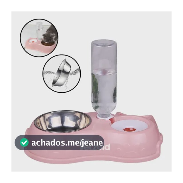 Comedouro E Bebedouro Automático Para Cães E Gatos Filhotes Cor Rosa
