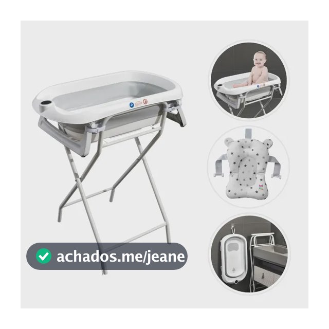 Banheira Para Bebê Dobrável C/suporte Wish Branco Maxi Baby