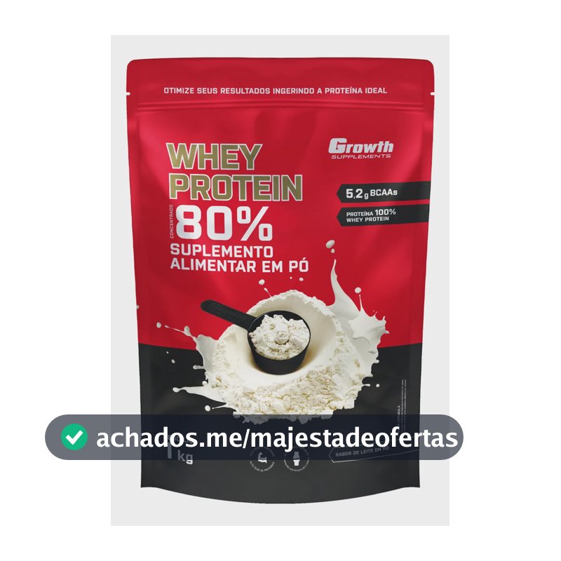 Proteína Growth Supplements Whey concentrado em pó sabor Leite em Pó x 1kg