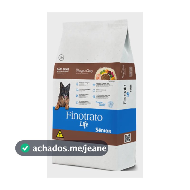 Ração Seca Finotrato Life Sênior Cão Raças Grandes Frango e Arroz 15kg