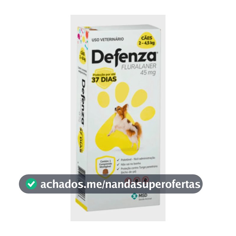 Antipulgas Defenza 45mg Cães De 2 A 4,5kg 1 Comprimido Msd