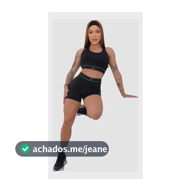 Conjunto Feminino Alo Top Short Curto Academia Fitness Preto G