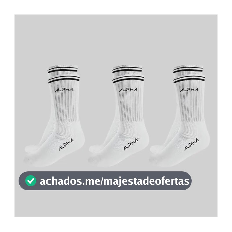 Kit 3 Meias Cano Médio  Alpha Branco U