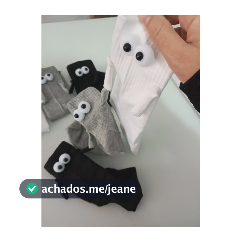 Meias De Mãozinha Casal Com Imã Magnéticas Fofo Presente 1 Par Branco Liso 33-40