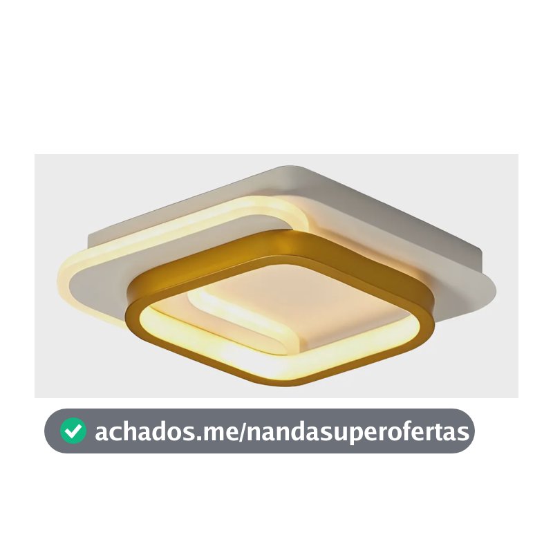 Luminária Teto Moderna Plafon Sobrepor Quadrado Luz 110/220v 127/220v Dourado