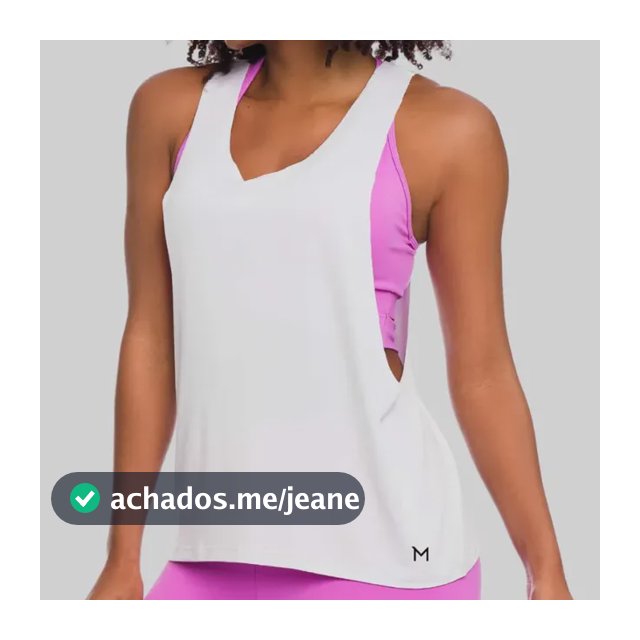 Regata Feminina Cavada Branca Massam Fitness