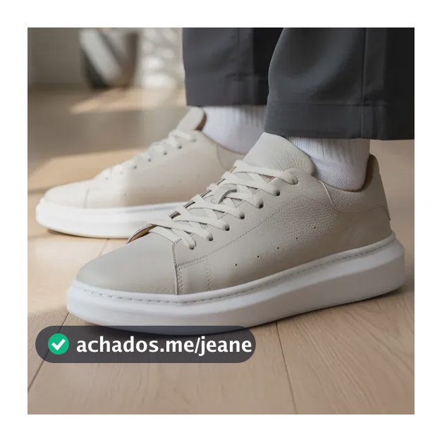 Tênis Masculino Em Couro Legítimo Sola Alta Casual Urbano