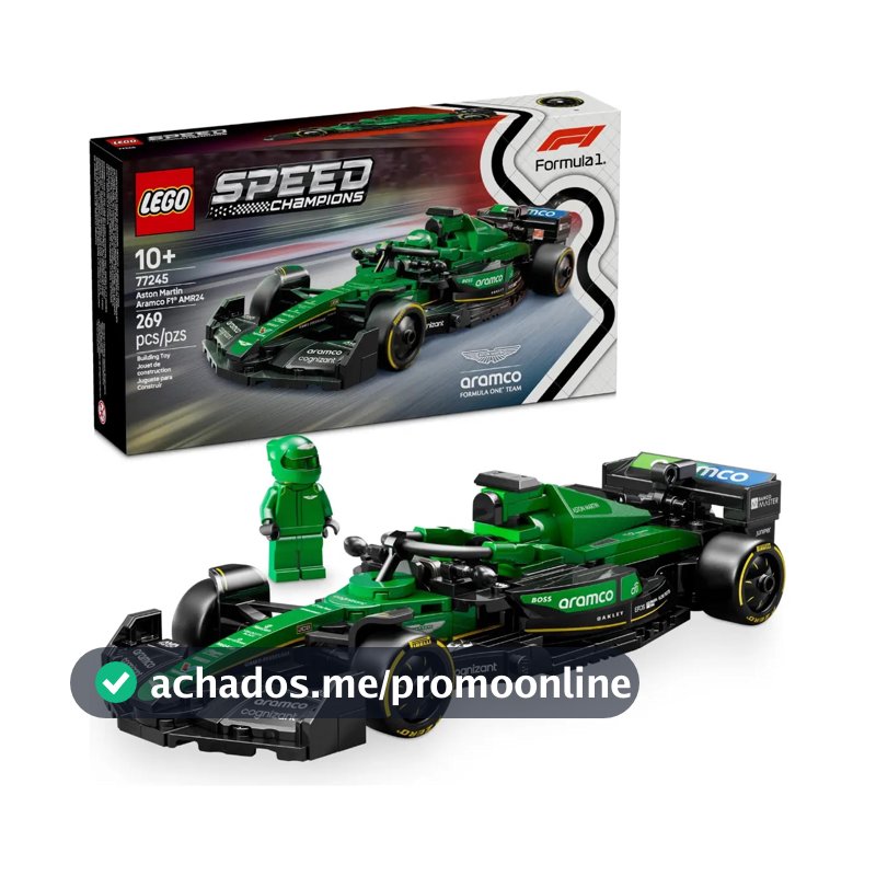 LEGO Speed Champions Carro de Corrida Aston Martin Aramco F1 AMR24 77245; Carro de Fórmula 1