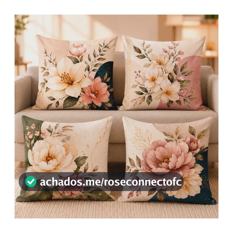 Kit 4 Capas De Almofada Primavera Rosas E Flores 40x40 Flores Primavera