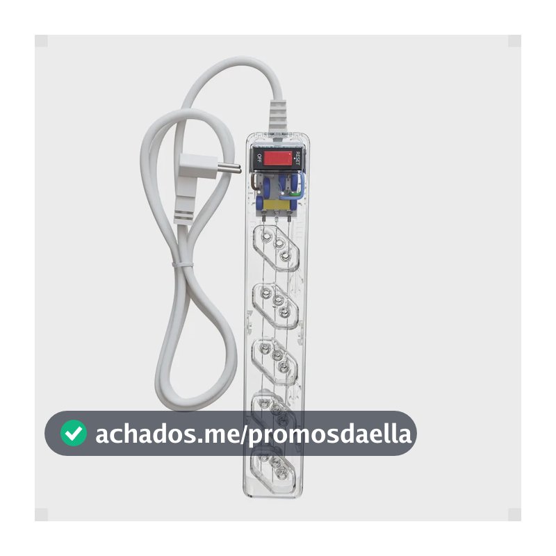 iCLAMPER Energia 5 Tomadas LCF Transparente Filtro de Linha e Protetor Elétrico DPS Bivolt