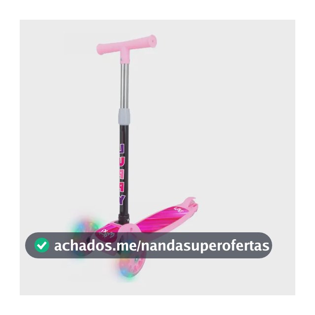 Patinete Infantil Luppy 3 Rodas Led Dobrável Rosa Maxi Toys