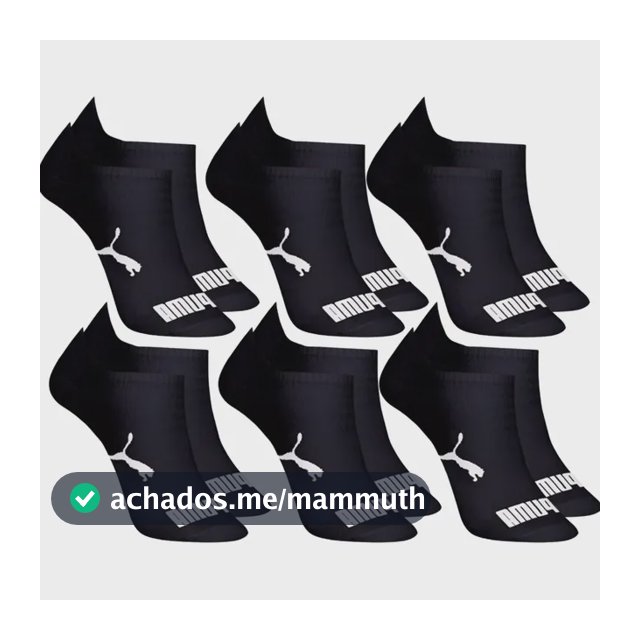 Kit 6 Pares Meias Invisível Puma Sapatilha Adulto Original