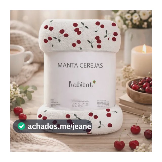 Manta Casal Macia Quentinha Microfibra Antialérgica Cereja Cereja 1.1 G Branca