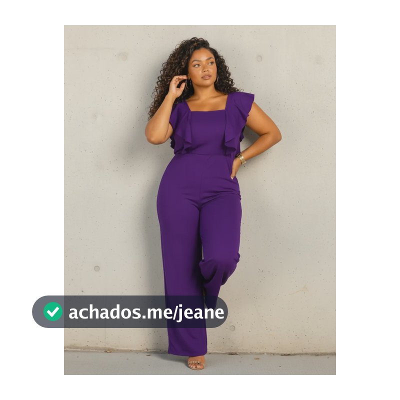 Macacão Plus Size Feminino Elegante Casual Confortável Gg G1 Roxo Liso G1